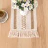 Yijia cotton and linen patchwork table flag, tassel lace, long strip dining table decoration fabric, festival and wedding decoration cover fabric, bed tail scarf details Picture
